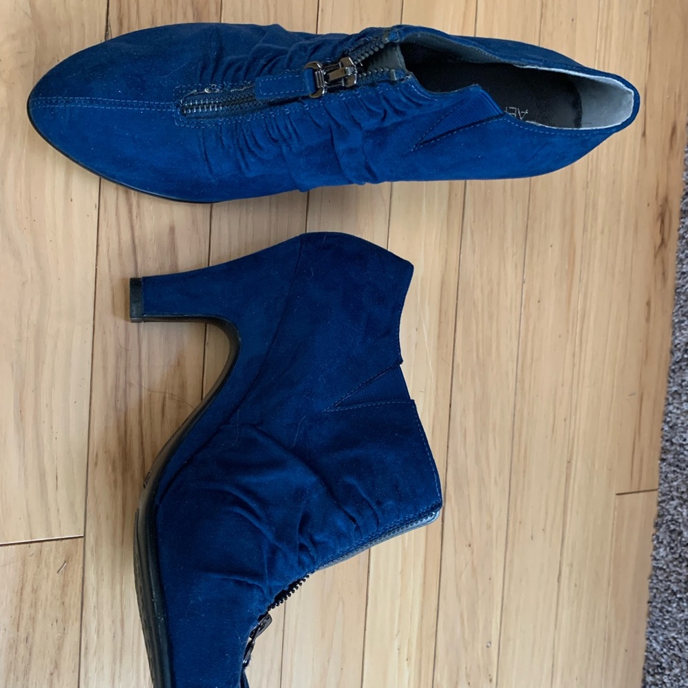 Blue Suede Ankle Boots